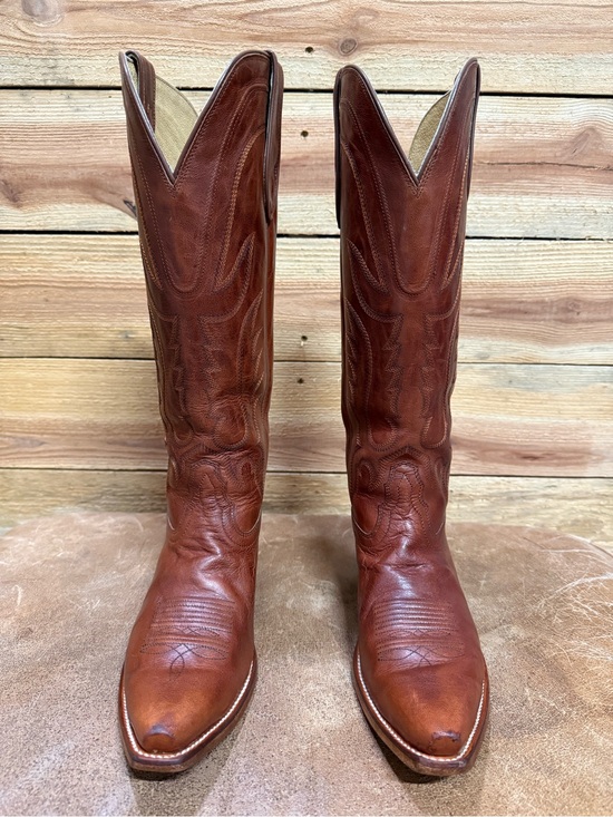 Tony Lama Shoes - TONY LAMA JESS SNIP TOE WOMEN’S COWGIRL BOOTS, Cognac Brown, Size 8.5 B